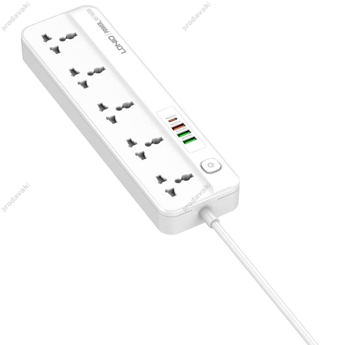 Подовжувач мережевий фільтр LDNIO SC5415 PD20W / QC18W 3USB / 1Type-C 5 Sockets