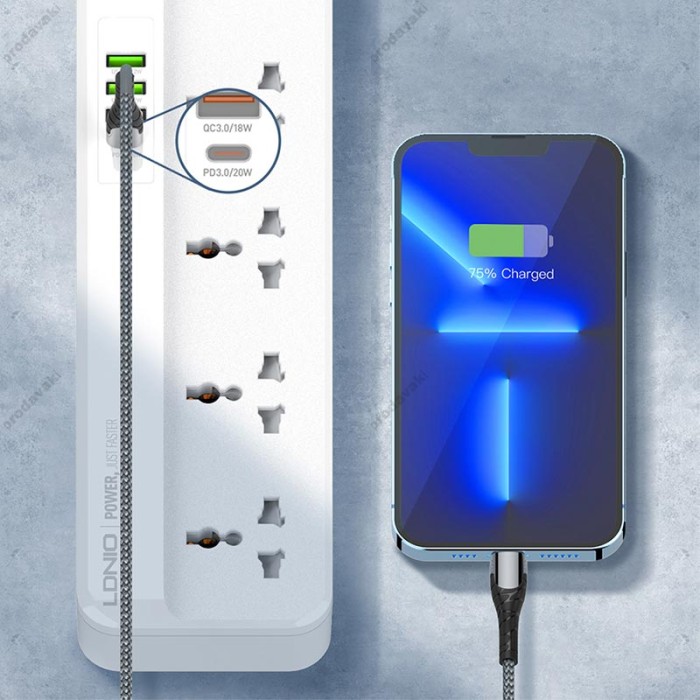 Подовжувач мережевий фільтр LDNIO SC5415 PD20W / QC18W 3USB / 1Type-C 5 Sockets