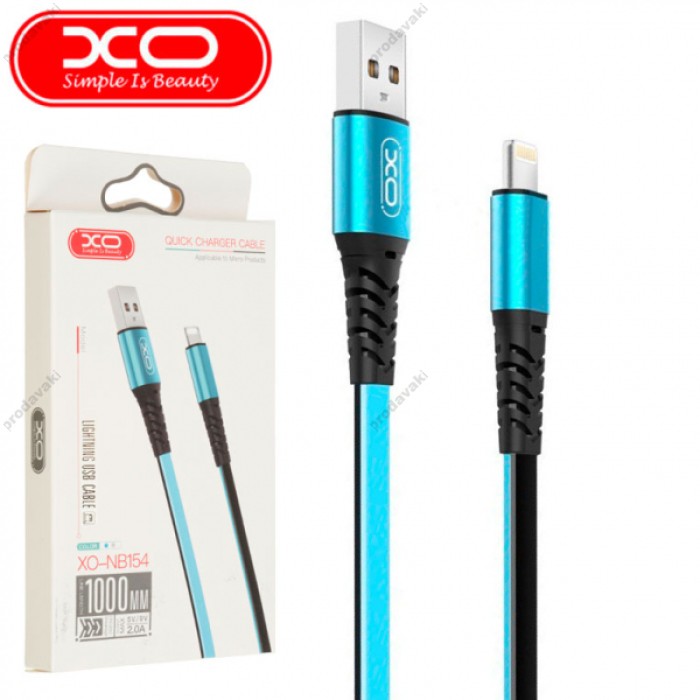 Кабель XO NB154 TPE Lighting cable Чорно-блакитний