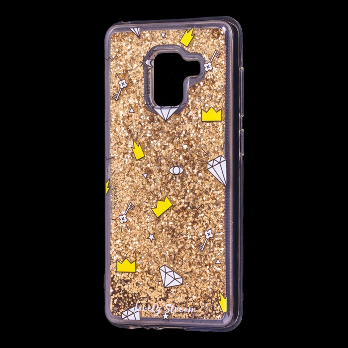 Чохол для Samsung Galaxy A8 2018 (A530) вода золотистий "корона та діамант"