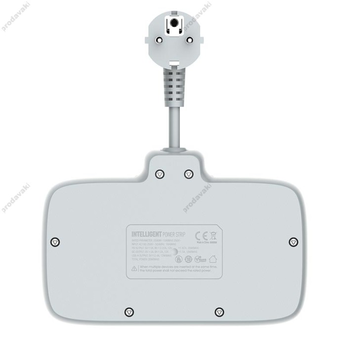 Подовжувач мережевий фільтр Ldnio SC2413 3USB/1Type-C 3Sockets QC/PD 20W/10A EU Plug white