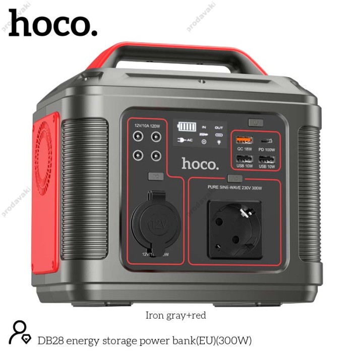 Портативна електростанція Hoco DB28 Energy storage power bank 3USB/Type-C/AC PD/QC 300W 80000 mAh Black