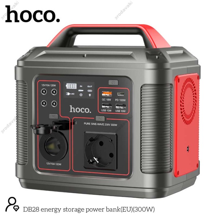 Портативна електростанція Hoco DB28 Energy storage power bank 3USB/Type-C/AC PD/QC 300W 80000 mAh Black