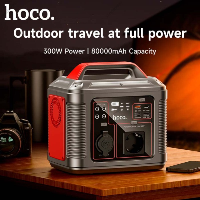 Портативна електростанція Hoco DB28 Energy storage power bank 3USB/Type-C/AC PD/QC 300W 80000 mAh Black