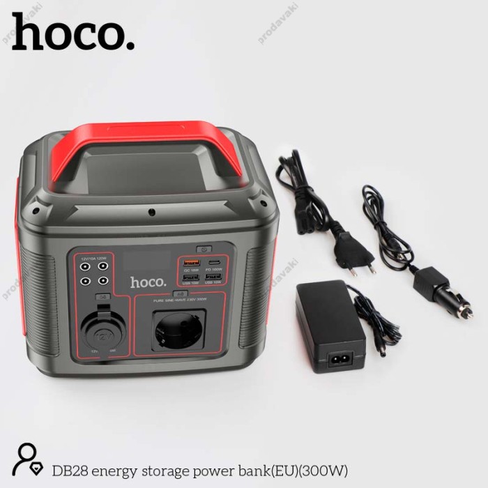 Портативна електростанція Hoco DB28 Energy storage power bank 3USB/Type-C/AC PD/QC 300W 80000 mAh Black