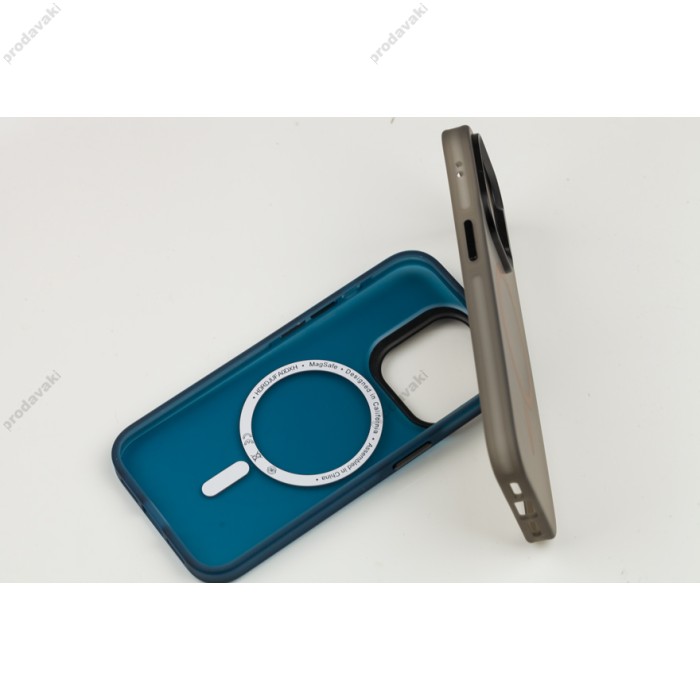 Чохол для iPhone 15 Pro Berlia Color Metal MagSafe blue