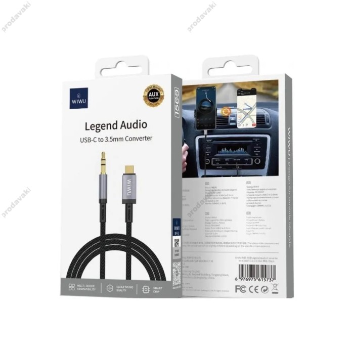 AUX-адаптер WiWU Wi-C048T Legend Audio Convertor  USB-C to 3.5mm 1,5m Black