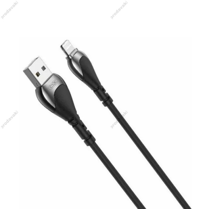 Кабель XO NB218 2.4A/1M Zinc Alloy Anti-Breakage Silicone lightning cable Чорний