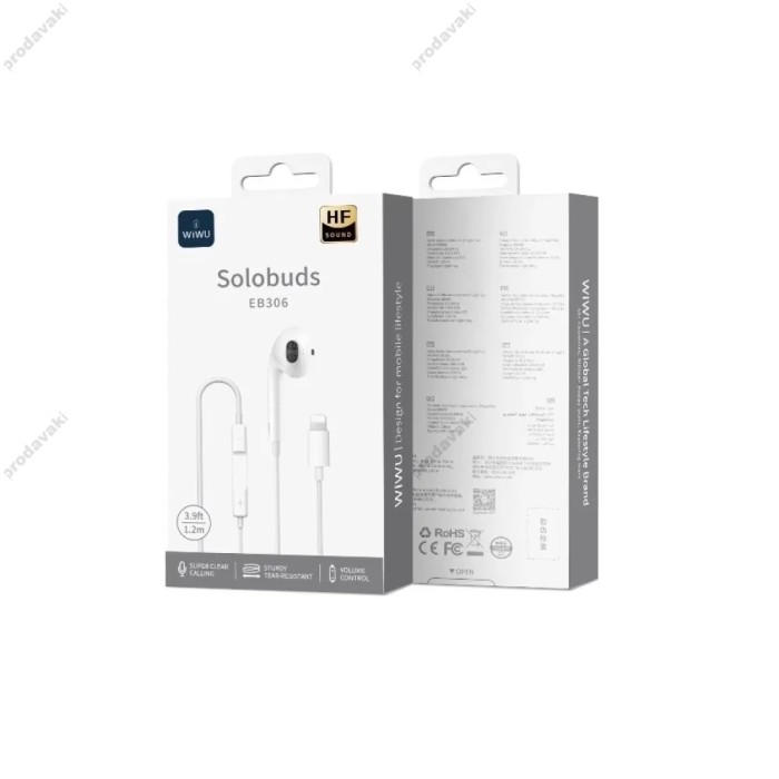 Гарнітура WiWU EB306 Solobuds Wired Earbuds Lightning White