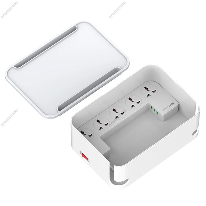 Подовжувач мережевий фільтр LDNIO SN5310 Management Power Strip Box 3USB QC 5 Sockets 15.5W/10A white