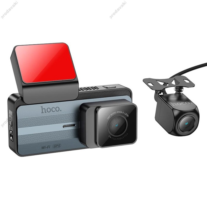 Відеореєстратор HOCO DV12 driving recorder 2K display (with rear camera) 3.69" WI-FI+GPS Grey