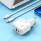Мережевий зарядний пристрій Hoco C111A Lucky dual-port charger 30W White