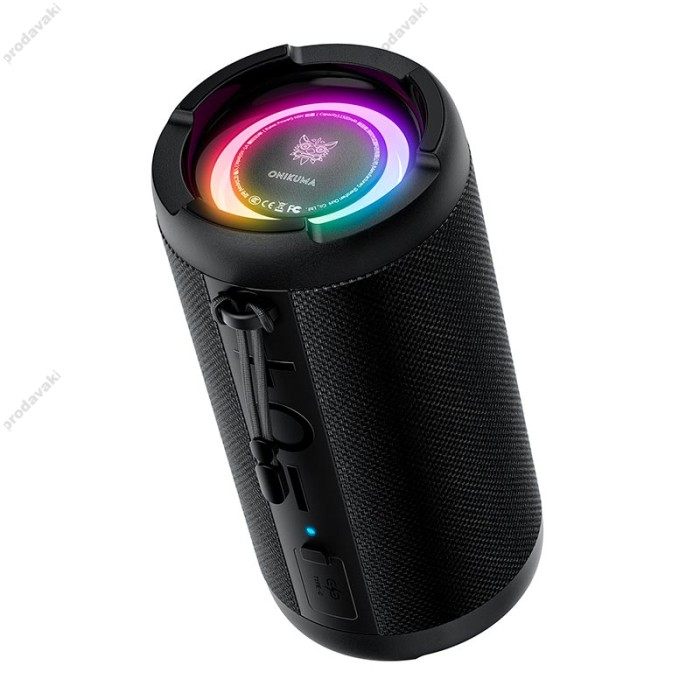 Портативна колонка Bluetooth Onikuma L20 RGB IPX7 BT5.3 10W Black