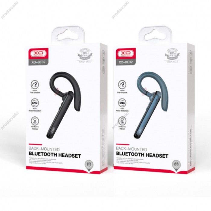 Бездротова Bluetooth гарнітура XO BE32 business headset ENC noise reduction BT 5.2 Black