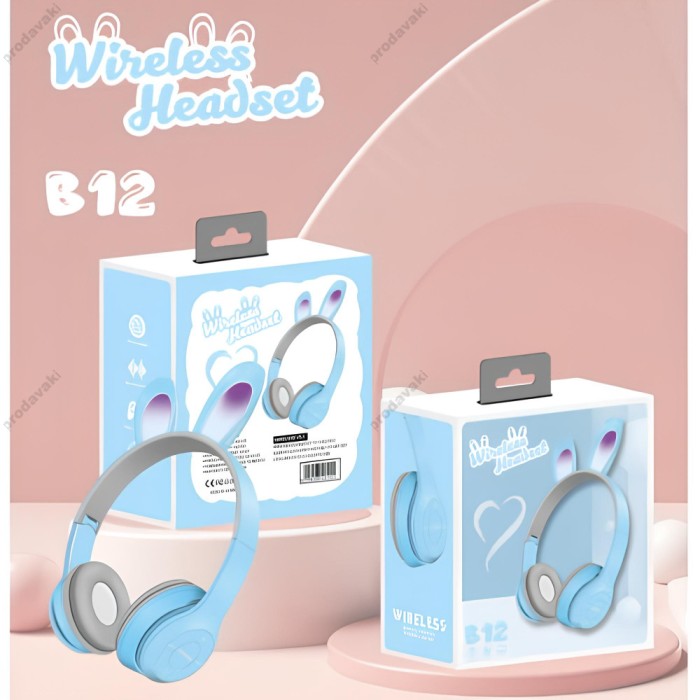 Бездротові Bluetooth навушники CH UK B12 Rabbit Ear BT 5.0 Light Blue