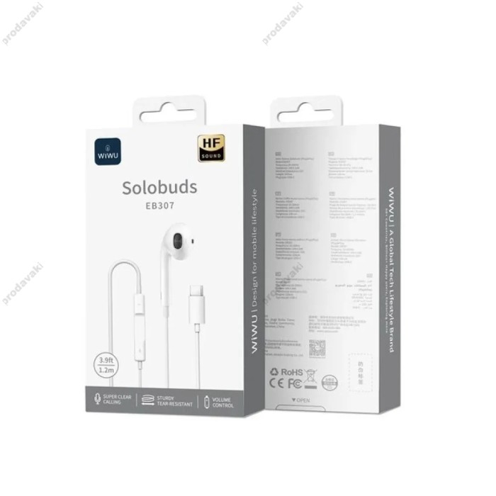 Гарнітура WiWU EB307 Solobuds Wired Earbuds Type-C White