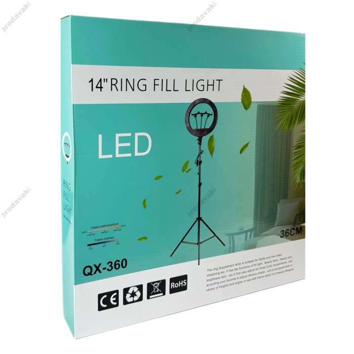 Лампа Кільцева LED Fill Light CH QX-360 36см на USB кабель 5W 3500-6500К