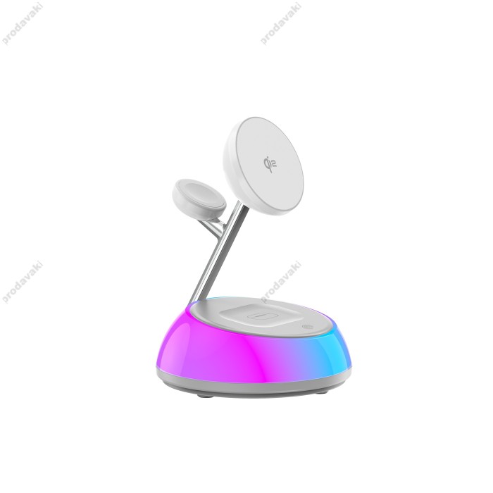 Бездротова зарядка Wiwu Aurora Qi2.0 3 в 1 15W White Wi-W036
