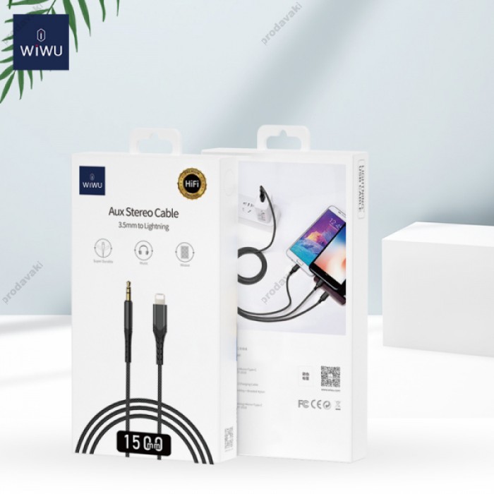 AUX кабель WiWU Lightning to 3,5 YP02 1,5m Black