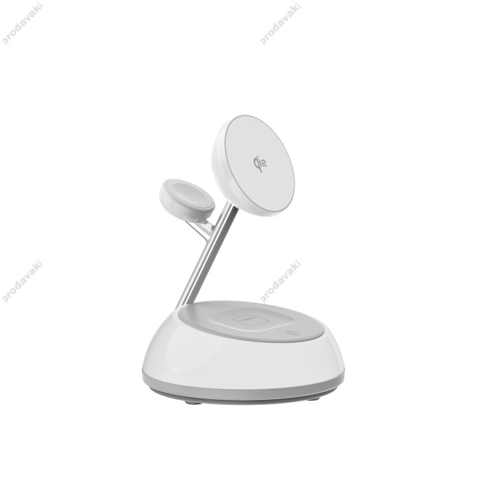 Бездротова зарядка Wiwu Aurora Qi2.0 3 в 1 15W White Wi-W036