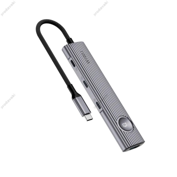 USB-Хаб Wiwu Wi-HB001 Traveling Series 8в1 Type-C to HDMI+2xSB 3.0+SD+TF+2xType-C+PD Grey