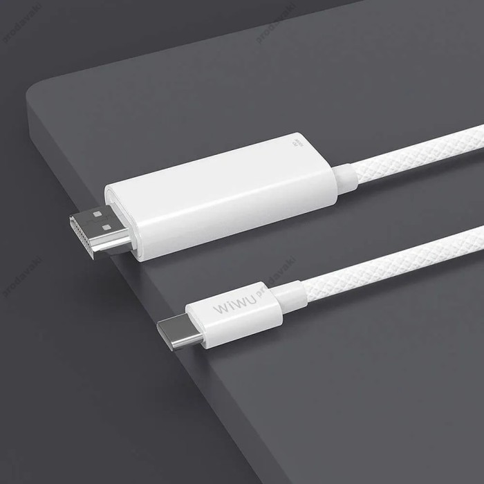 Кабель Wiwu Wi-PS001 Charging Projection Cable PD Type-C to HDMI 4K 1.8m White