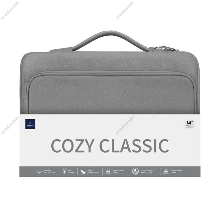 Папка-конверт Wiwu Cozy Classic Case для MacBook ноутбука планшета 13"-14.2" Gray