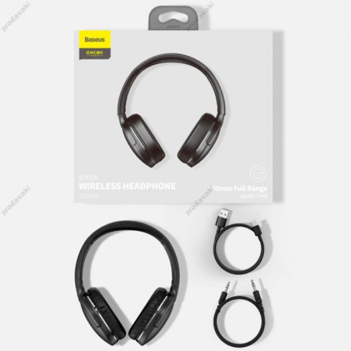 Бездротові Bluetooth навушники BASEUS D02 Pro Encok Wireless headphone BT5.0, AUX Black (NGD02-C01)