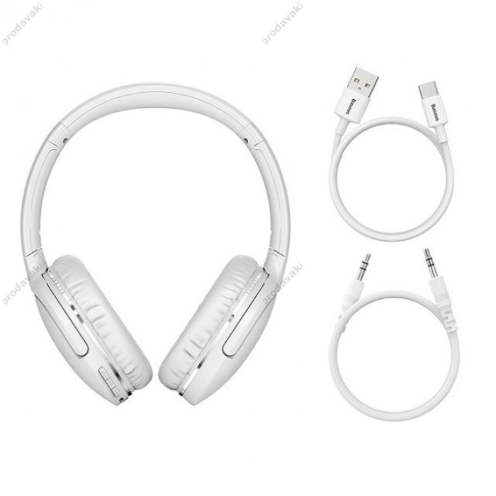 Бездротові Bluetooth навушники BASEUS D02 Pro Encok Wireless headphone BT5.0, AUX White (NGD02-C01)