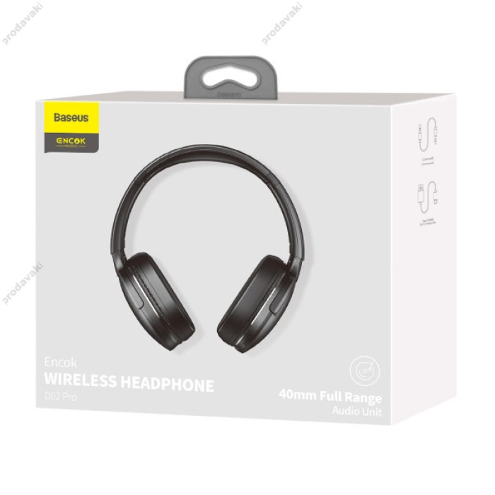 Бездротові Bluetooth навушники BASEUS D02 Pro Encok Wireless headphone BT5.0, AUX Black (NGD02-C01)
