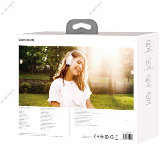 Бездротові Bluetooth навушники BASEUS D02 Pro Encok Wireless headphone BT5.0, AUX White (NGD02-C01)