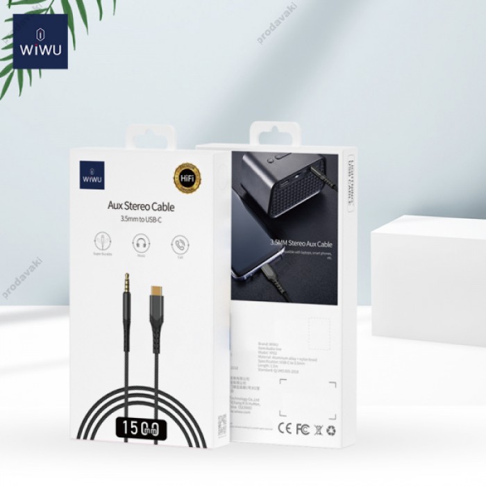 AUX кабель WiWU Platinum Type-C to 3,5 YP03 1,5m Black