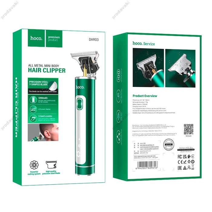 Машинка для стрижки волосся Hoco DAR03 Breeze electric Hair cutter Green