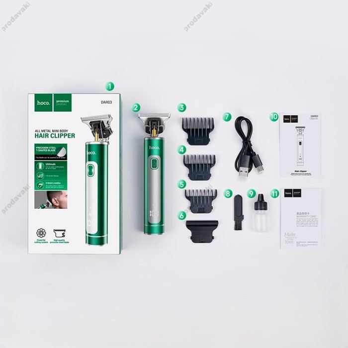 Машинка для стрижки волосся Hoco DAR03 Breeze electric Hair cutter Green