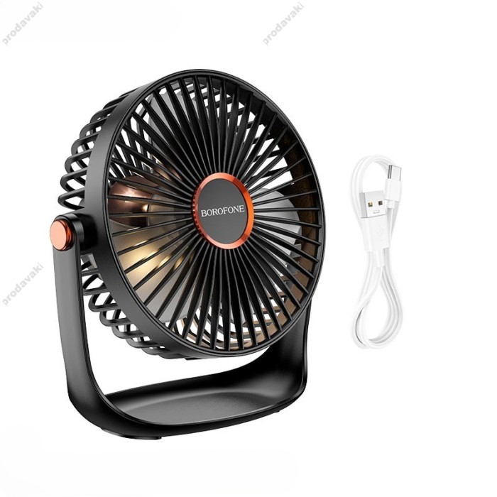 Портативний міні вентилятор Borofone DBF02 Cool desktop fan with light Black