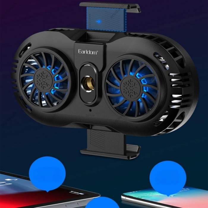 Кулер для телефону портативный мини вентилятор Earldom ET-F05 Black