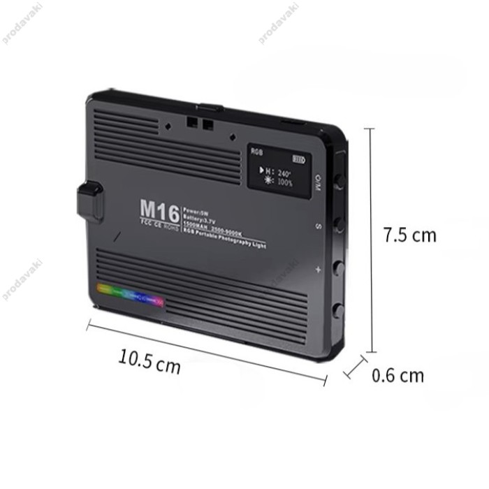 Накамерне відеосвітло LED CH M16 RGB 3000K-9000K