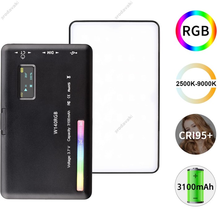 Накамерне відеосвітло LED CH W140 RGB