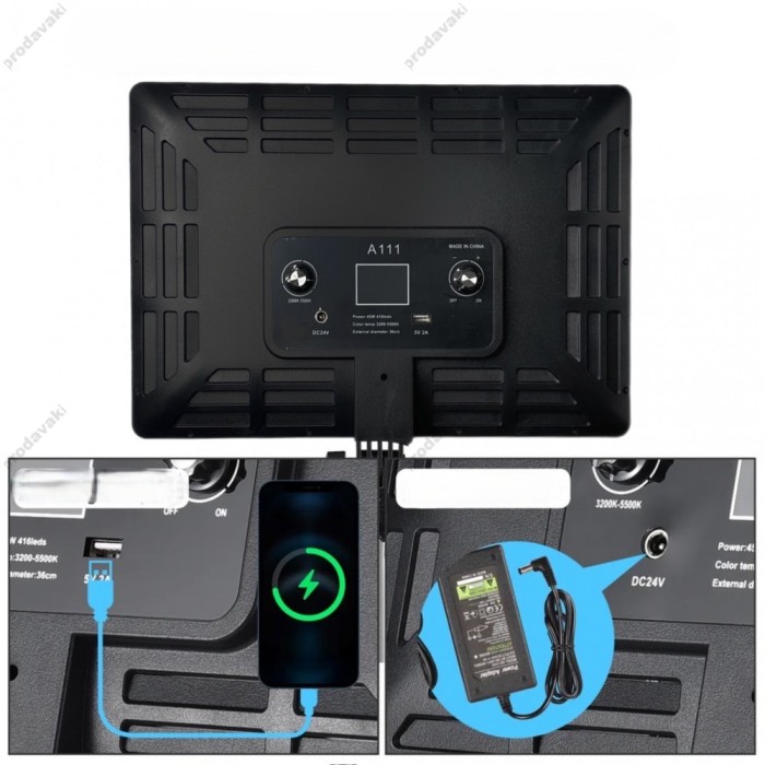 Лампа відеосвітло LED CH A111 33x25 cm 416 Lights 3200K - 5500K
