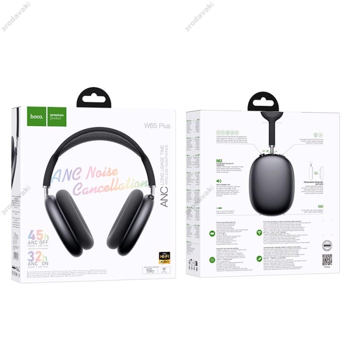 Бездротові Bluetooth навушники Hoco W65 Plus Wireless Headphones Black