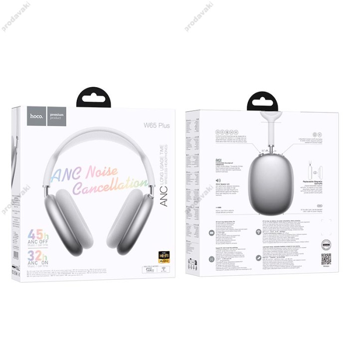 Бездротові Bluetooth навушники Hoco W65 Plus Wireless Headphones Silver