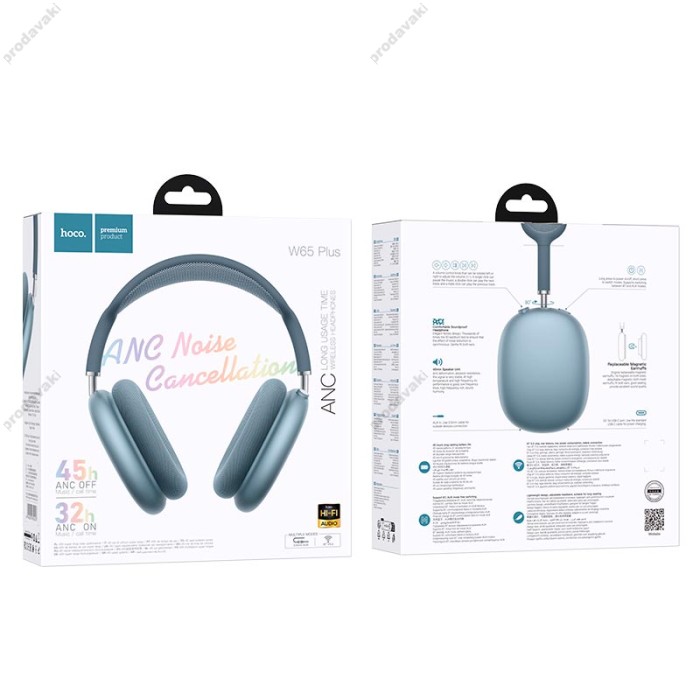 Бездротові навушники Bluetooth Hoco W65 Plus Wireless Headphones Blue