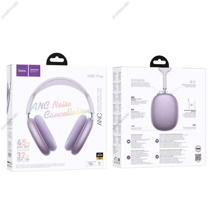 Бездротові Bluetooth навушники Hoco W65 Plus Wireless Headphones Purple