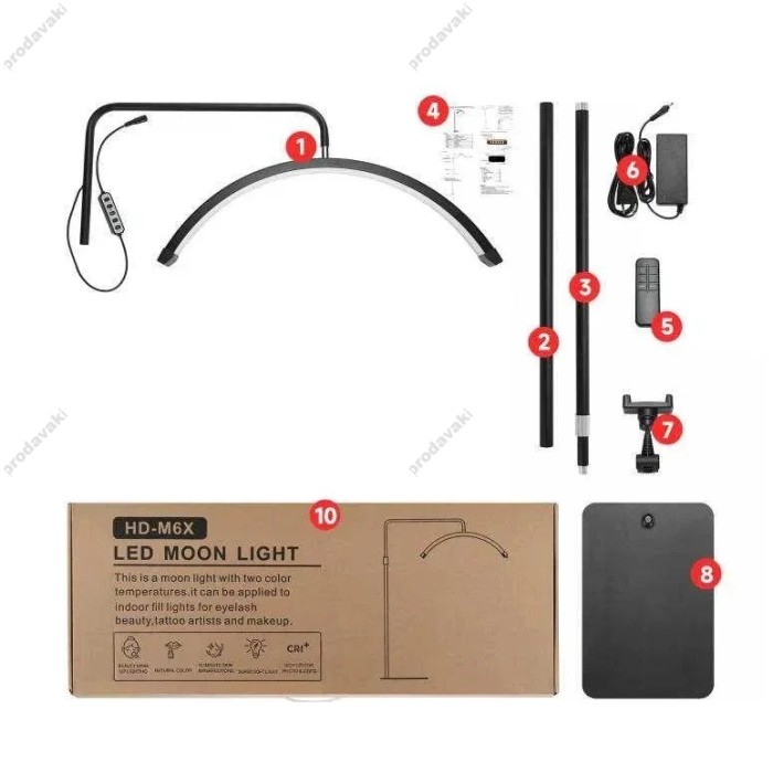Безтіньова LED лампа CH HD-M6X 36W 58cm у формі півмісяця 3000K-6000K Black