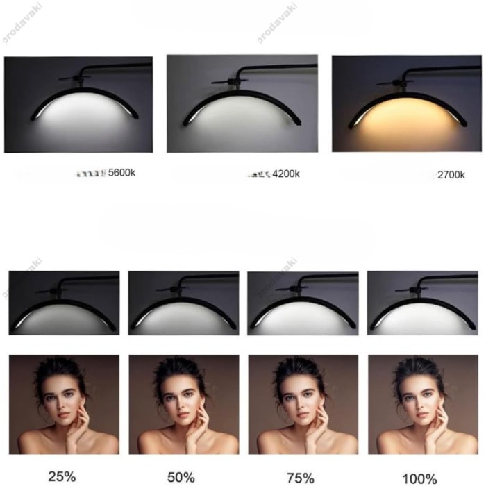 Безтіньова LED лампа CH HD-M8X 50W 80x20 у формі півмісяця 3000K-6000K Black