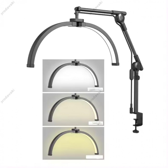 Безтіньова LED лампа CH F-550B 30W у формі півмісяця 3000K-6500K 55x27.8cm Black