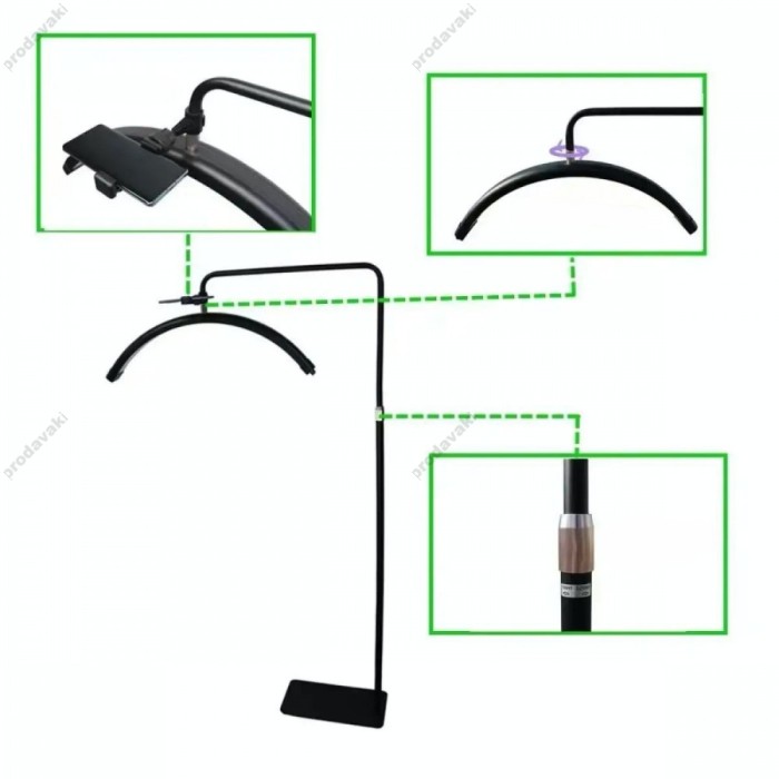 Безтіньова LED лампа CH HD-M8X 50W 80x20 у формі півмісяця 3000K-6000K Black