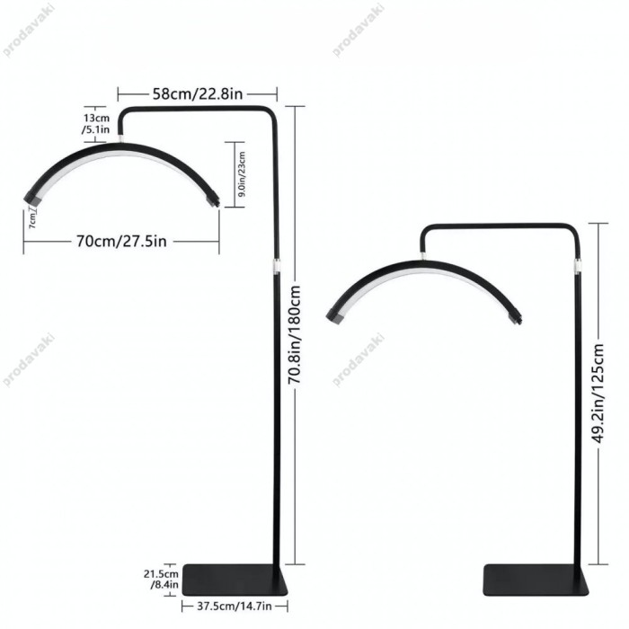 Безтіньова LED лампа CH HD-M8X 50W 80x20 у формі півмісяця 3000K-6000K Black
