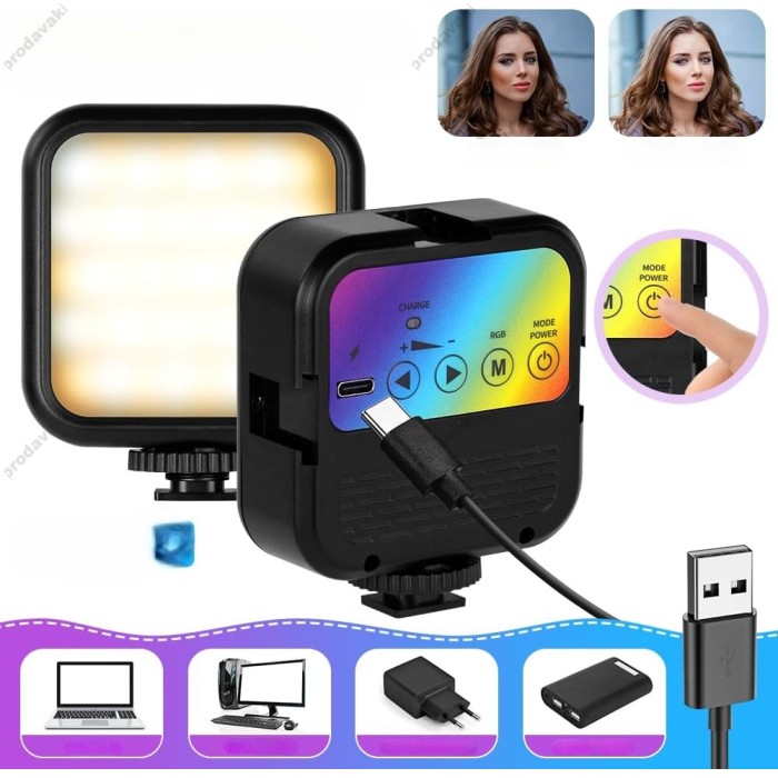 Накамерне відеосвітло LED CH WLR1 RGB 3000K-7000K