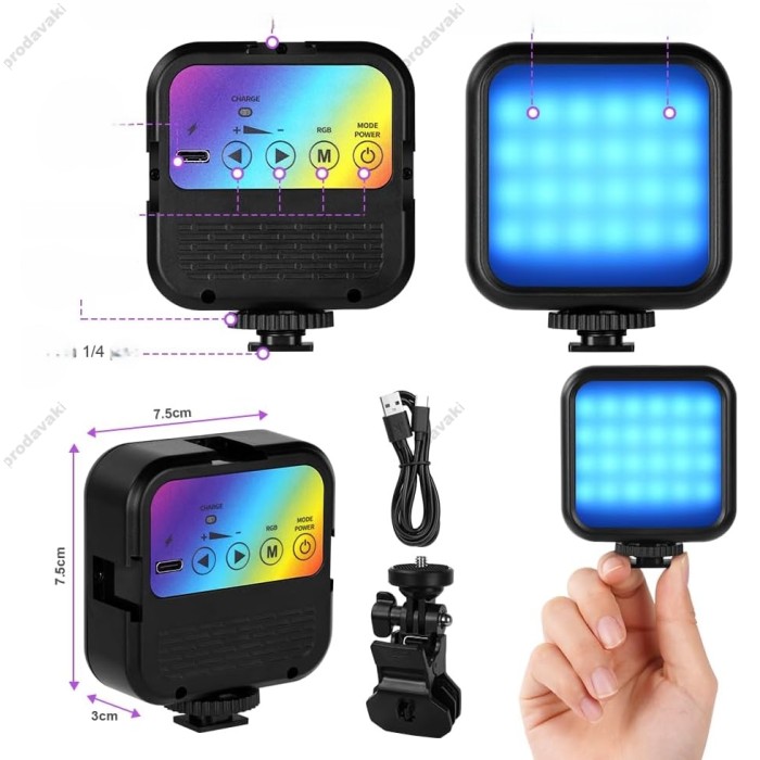 Накамерне відеосвітло LED CH WLR1 RGB 3000K-7000K